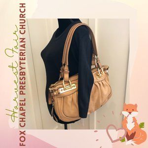B. Makowsky Soft Tan Leather Hobo Shoulder Bag